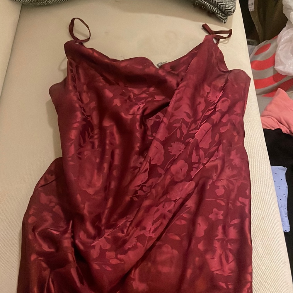 cowl neck floral red mini dress, urban outfitters